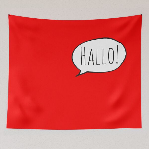 Item preview, Cheerful HALLO! with white speech bubble on red (Deutsch / German) designed and sold by Ofeefee.