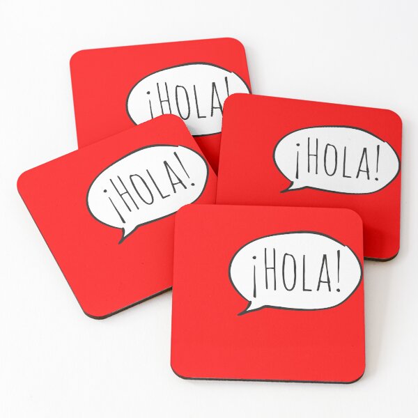 Item preview, Cheerful ¡HOLA! with white speech bubble on red (Español / Spanish) designed and sold by Ofeefee.