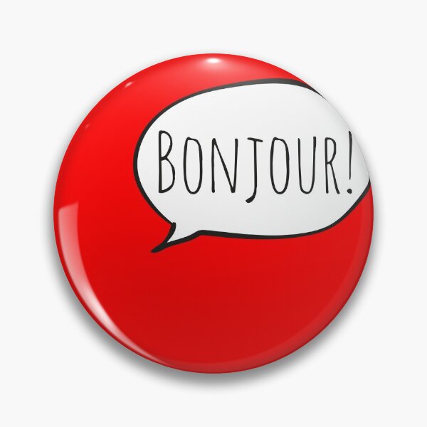 Item preview, Cheerful BONJOUR! with white speech bubble on red (Français / French) designed and sold by Ofeefee.