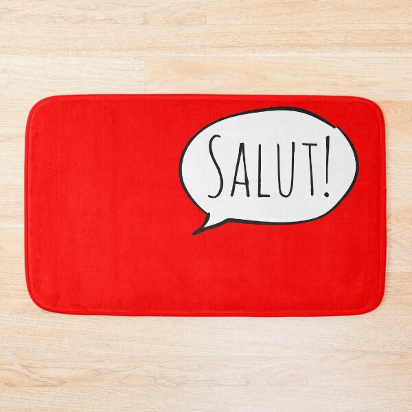 Item preview, Cheerful SALUT! with white speech bubble on red (Français / French) designed and sold by Ofeefee.