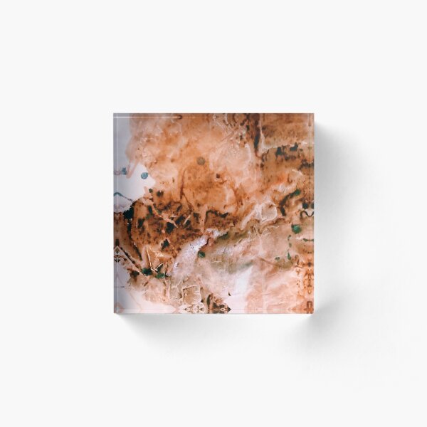 Tiger's Eye Crystal Acrylic & Ink Acrylic Block
