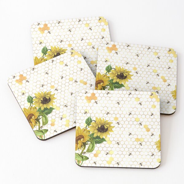 Item preview, Vintage Sunflower Bee Honeybee Design Pattern designed and sold by digitalvintage.