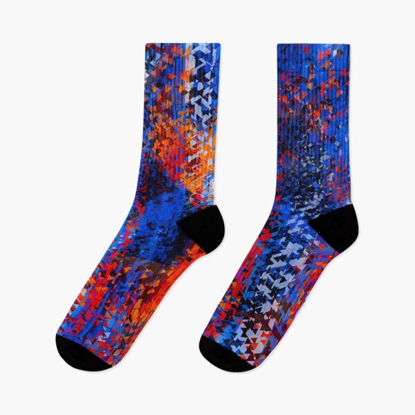 Item preview, psychedelic geometric polygon shape pattern abstract in blue red orange designed and sold by Mrvell.