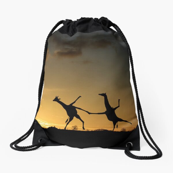 Happy Dancing Giraffes Drawstring Bag