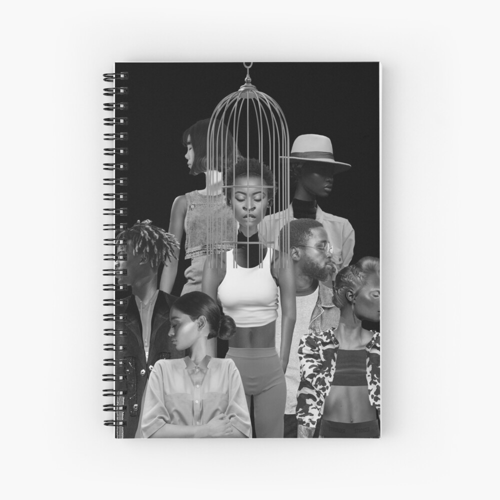 Invisible Loneliness - Lonely, black and white, people, Spiral Notebook