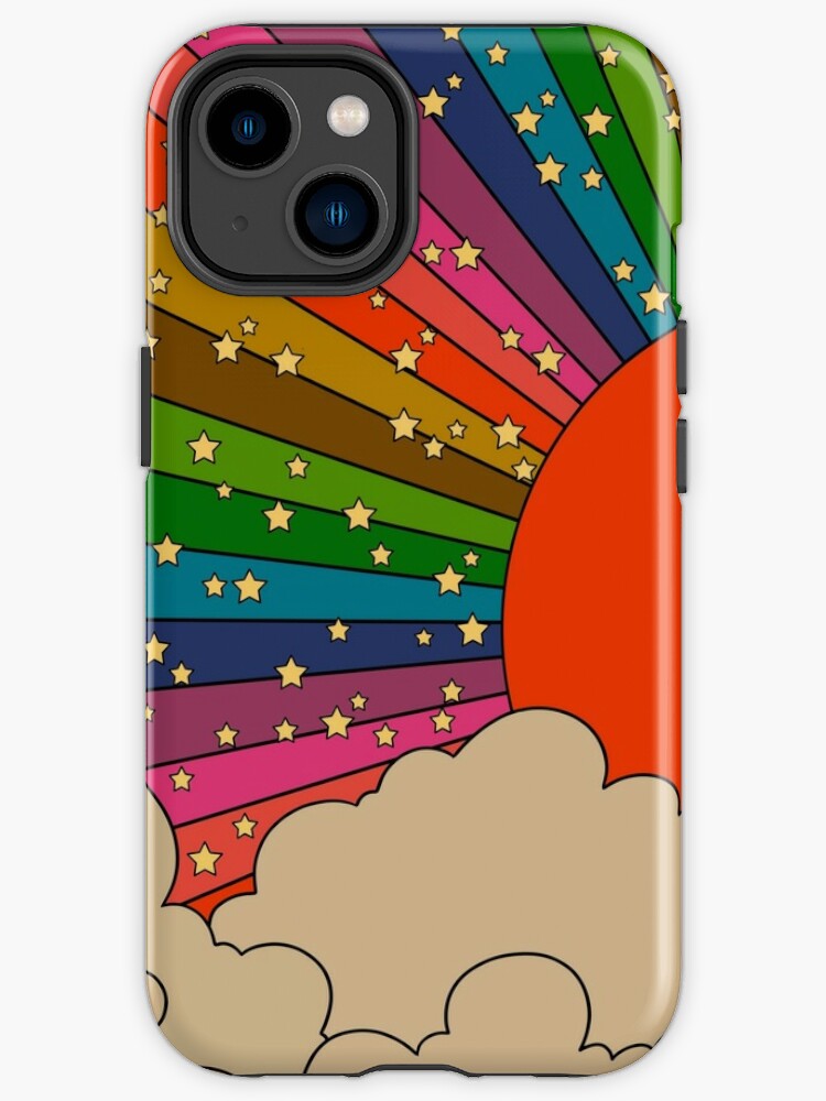 iPhone Case, Rainbow 70s sun designed and sold by Audrey Herbertson