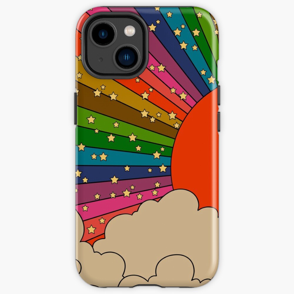 Rainbow 70s sun iPhone Case