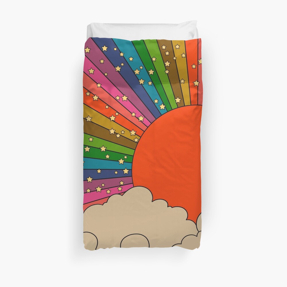 Rainbow 70s sun Duvet Cover