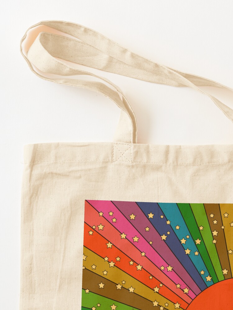 Alternate view of Rainbow 70s sun Tote Bag