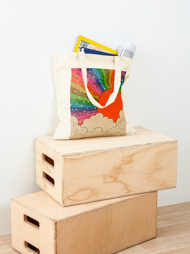 Alternate view of Rainbow 70s sun Tote Bag