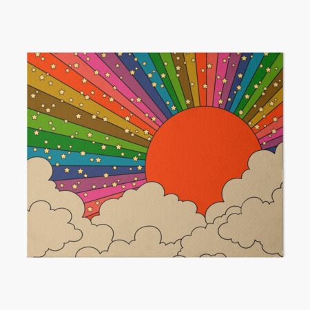 Rainbow 70s sun Art Board Print