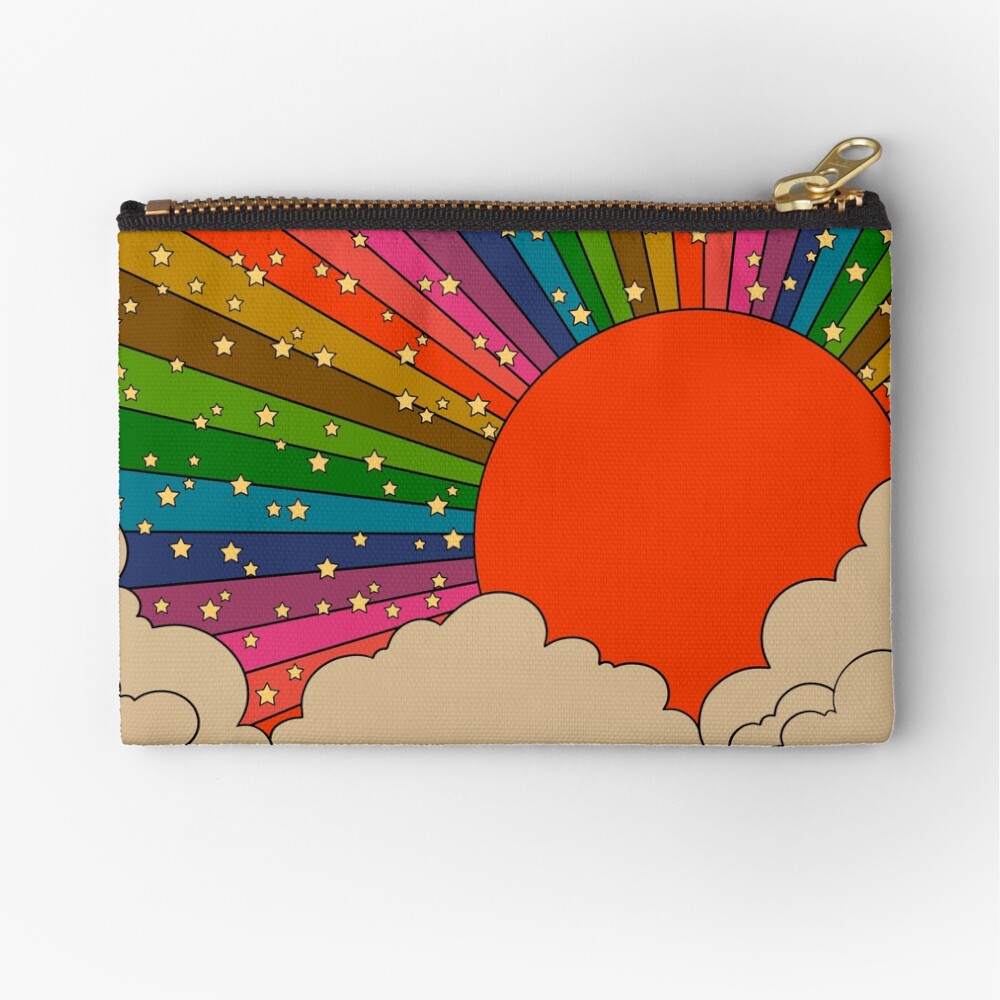 Rainbow 70s sun Zipper Pouch
