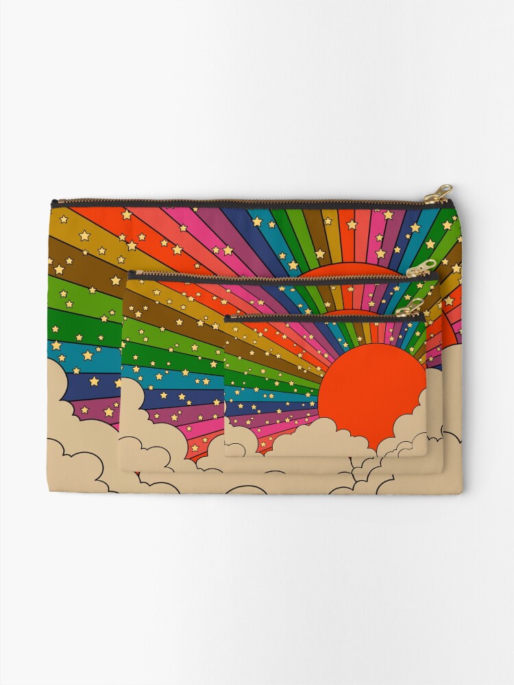 Alternate view of Rainbow 70s sun Zipper Pouch