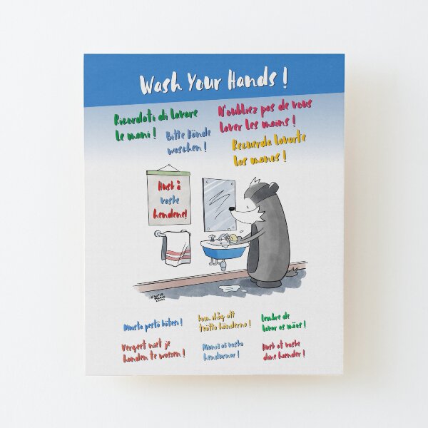 Wash Your Hands! Wood Mounted Print