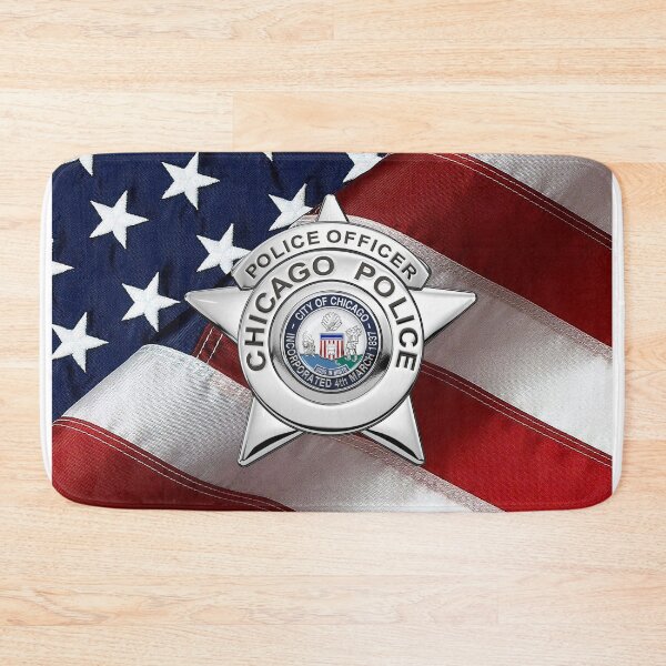 Artikelvorschau, Chicago Police Department Badge – CPD Police Officer Star über amerikanischer Flagge entworfen und verkauft von Serge Averbukh Art Studio.