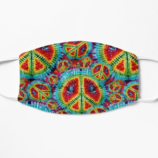 Psychedelic Tie Dyed Peace Signs Pattern Flat Mask