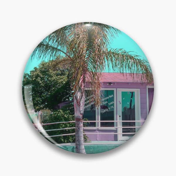 Item preview, pink building in the city with palm tree and blue sky designed and sold by Mrvell.