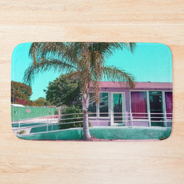 Item preview, pink building in the city with palm tree and blue sky designed and sold by Mrvell.