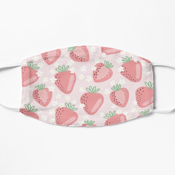 Strawberry Flower Pattern Flat Mask