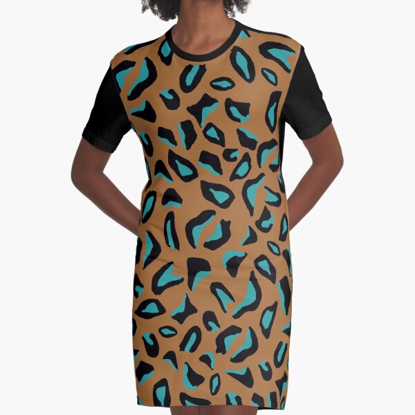 Golden Leopard Graphic T-Shirt Dress