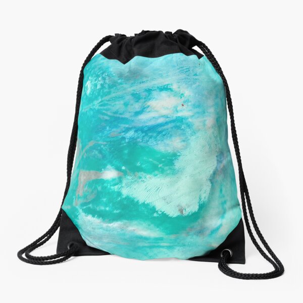 Amazonite Crystal Ink & Acrylic Abstract Print Drawstring Bag