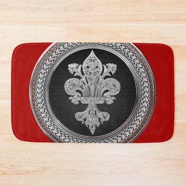 Item preview, Silver Filigree Fleur-de-Lis on Silver and Black Medallion over Red Leather designed and sold by Serge Averbukh Art Studio.
