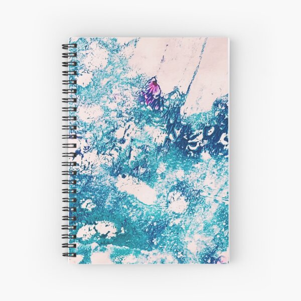 Rainbow Moonstone Crystal Ink & Acrylic Abstract Print Spiral Notebook