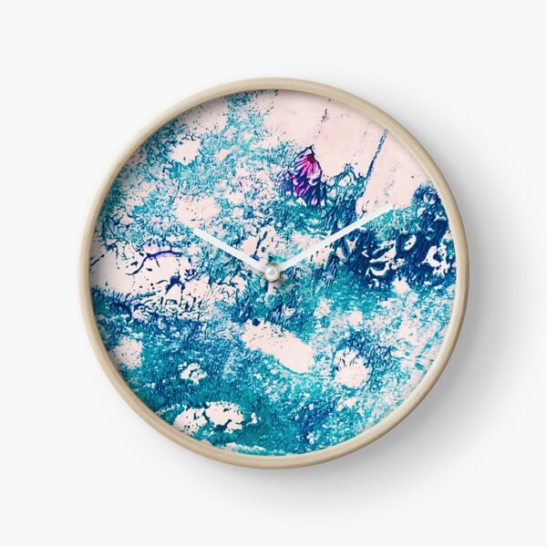 Rainbow Moonstone Crystal Ink & Acrylic Abstract Print Clock