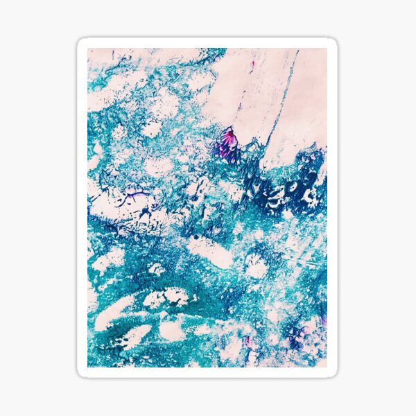 Rainbow Moonstone Crystal Ink & Acrylic Abstract Print Sticker