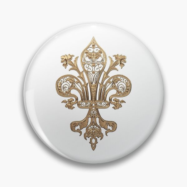 Item preview, Gold Filigree Fleur-de-Lis over White Leather designed and sold by Serge Averbukh Art Studio.