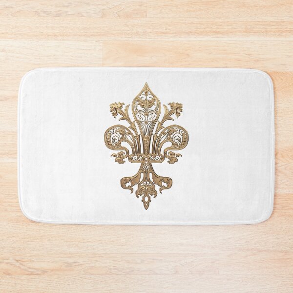Item preview, Gold Filigree Fleur-de-Lis over White Leather designed and sold by Serge Averbukh Art Studio.