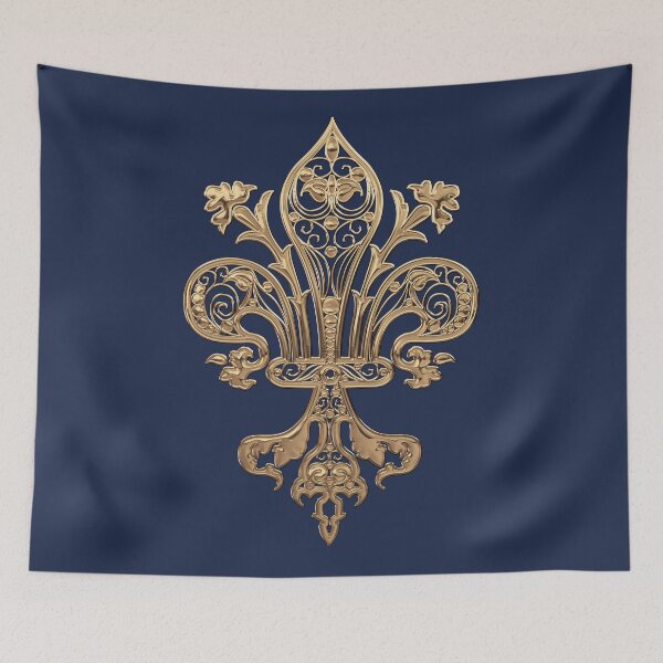 Item preview, Gold Filigree Fleur-de-Lis over Blue Velvet designed and sold by Serge Averbukh Art Studio.
