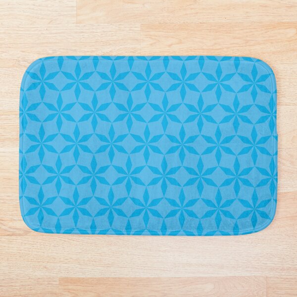 Cyan Diamond Flowers Bath Mat