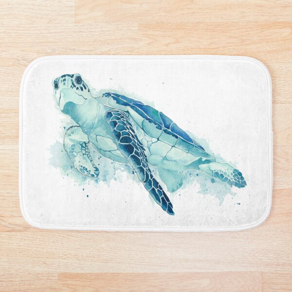 Watercolor Sea Turtle Bath Mat