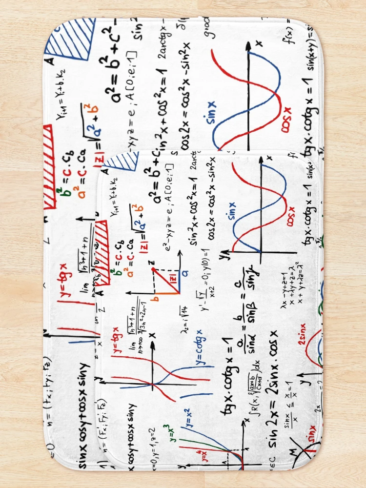 Thumbnail 5 of 6, Bath Mat, Mathematics Formulas Numbers designed and sold by CroDesign.