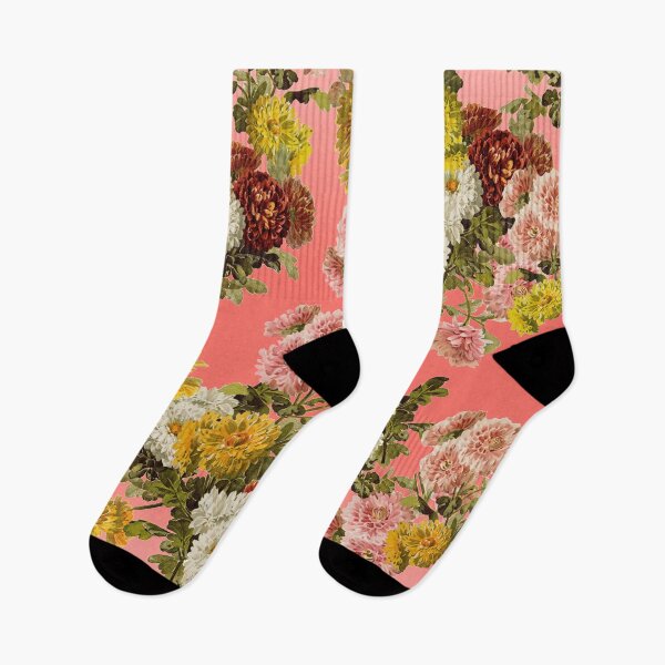 Item preview, Chrysanthemums Vintage Floral Pattern in Coral Pink designed and sold by tanjica.