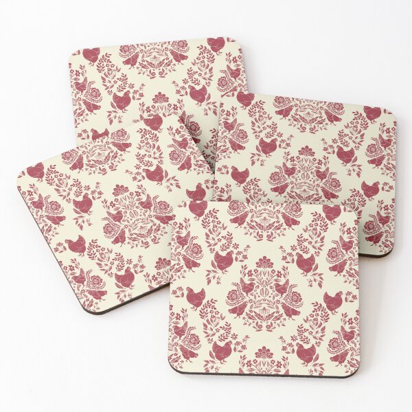 Item preview, Elegant Folk Art Damask with Chickens and florals designed and sold by NormaJeaneStudio.