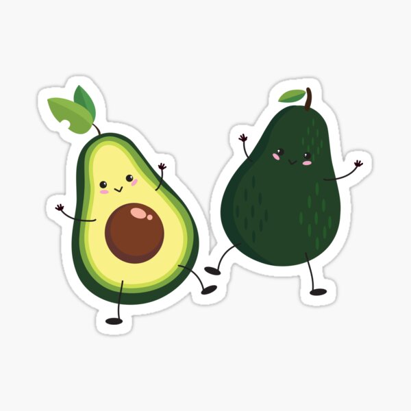 Cute funny toast and glasses, yummy Kawaii avocado' Sticker