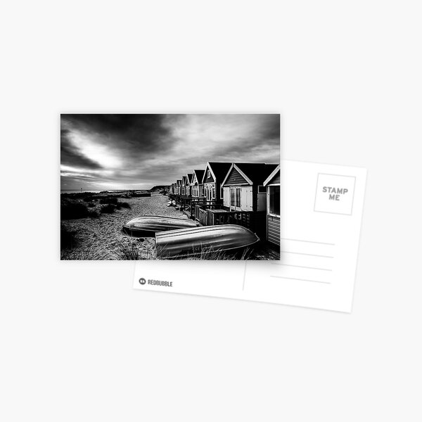 Mudeford Beach Huts B&W Postcard