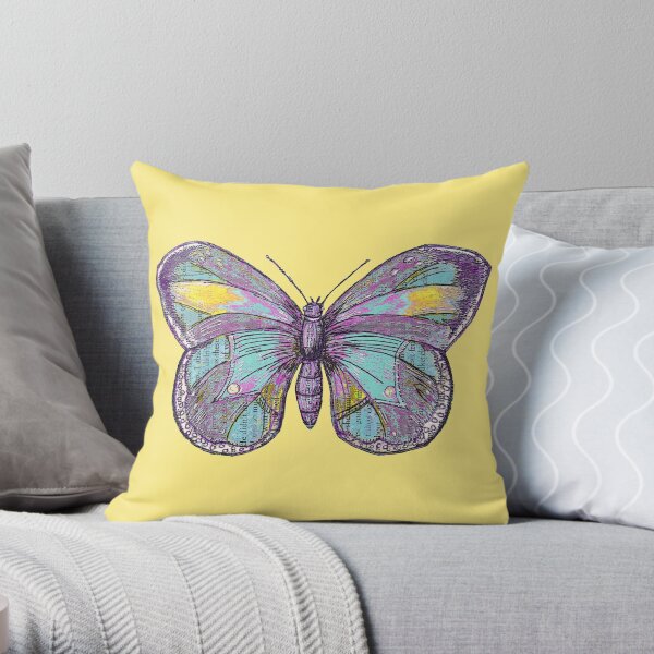 Vintage Butterfly Throw Pillow
