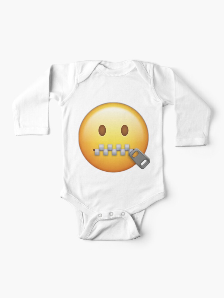 Zipper Mouth Emoji Icon Mask Baby One Piece By Peculiarpillows Redbubble