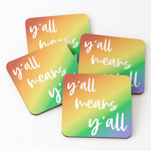 Item preview, Pride and inclusion, southern style: Y'all means y'all (on rainbow background) designed and sold by Ofeefee.