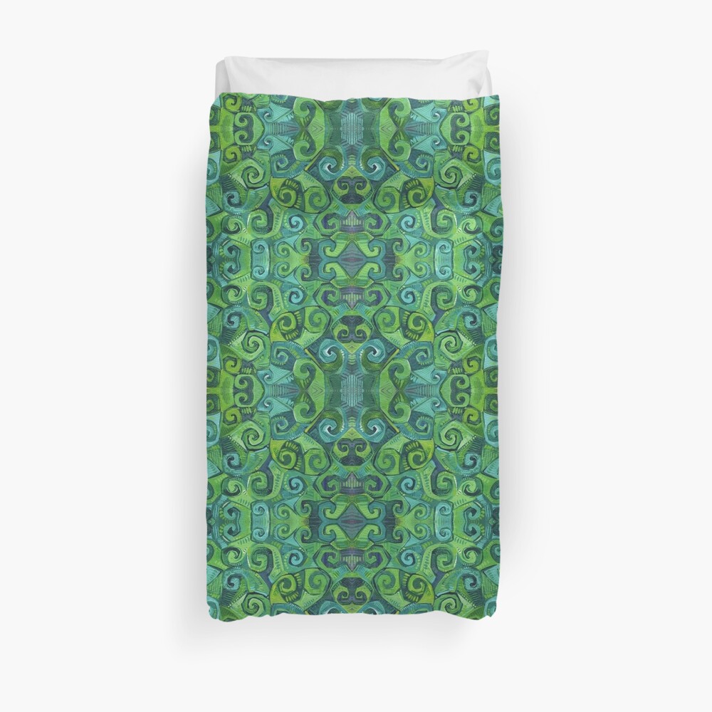 Green Swirls Abstract Painting - 2016 Duvet Cover
