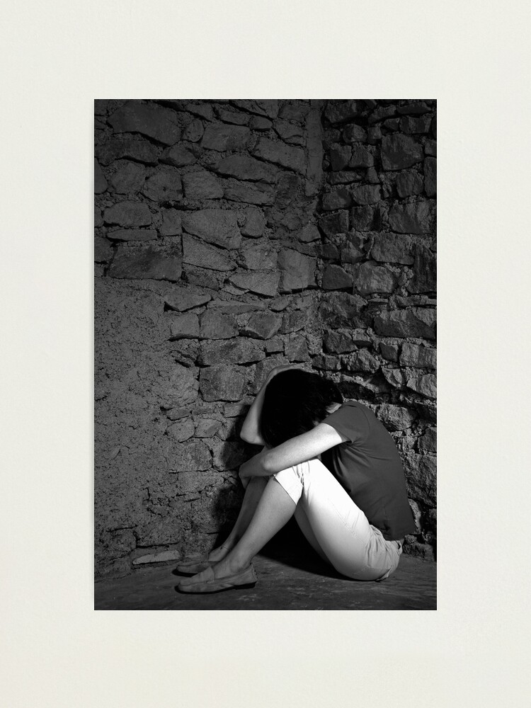 Silhouette Of A Lonely Woman Kneeling On The Floor And Asking For