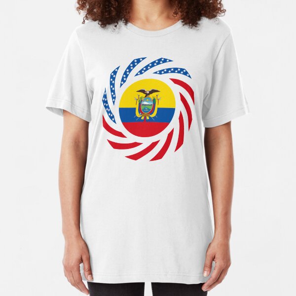 Ecuadorian American Multinational Patriot Flag Series Slim Fit T-Shirt