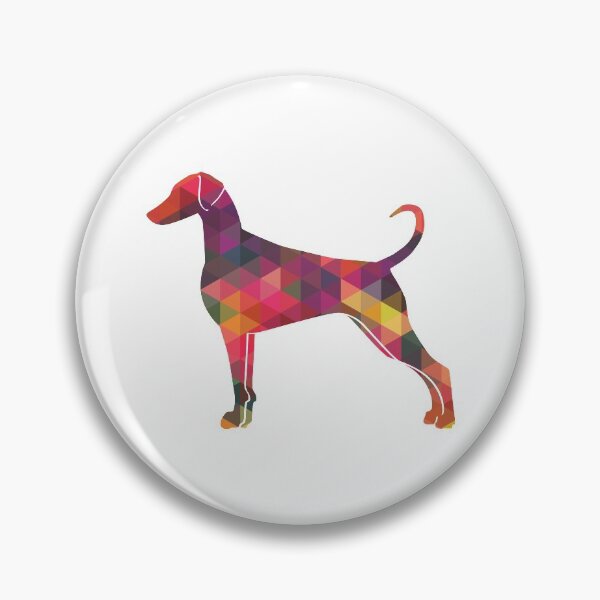 Doberman Pinscher - Natural Ears Dog Breed Geometric Pattern Silhouette Multi Pin