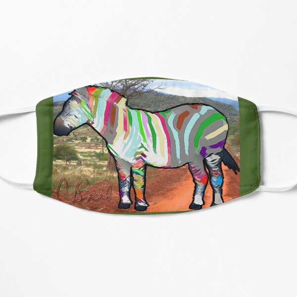 Colored Striped Zebra Flat Mask