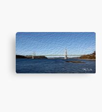 Tacoma Narrows Bridge Tradigital Photo Painting Canvas Print