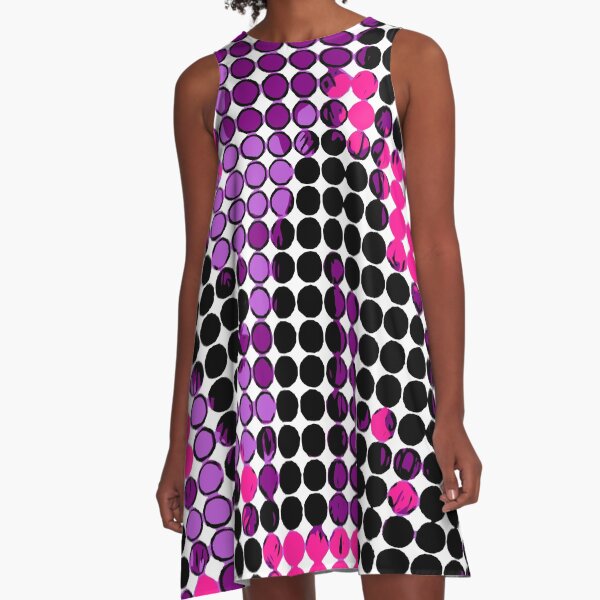 circle pattern graffiti drawing abstract in purple pink black A-Line Dress
