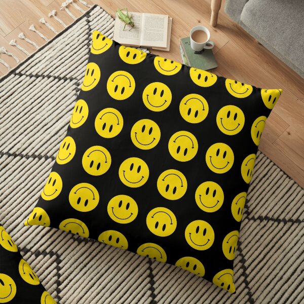 Up and Down | Happy Face | Black | Smiley | Floor Pillow